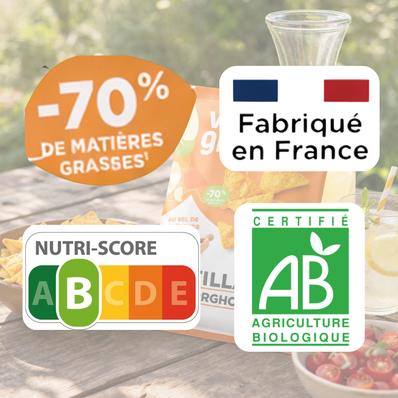 NOUVEAUTE !! Tortillas soufflées de sorgho - Bio fabriqué en France et nutriscore B