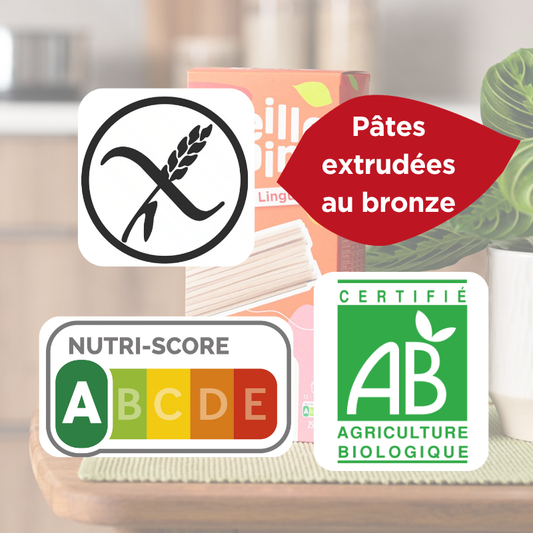 pâtes sorgho linguine sans gluten bio extrudées au bronze nutriscore A Vieille graine