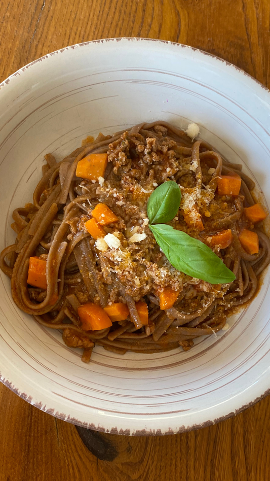 Linguine 100% sorgho avec une sauce bolognaise express
