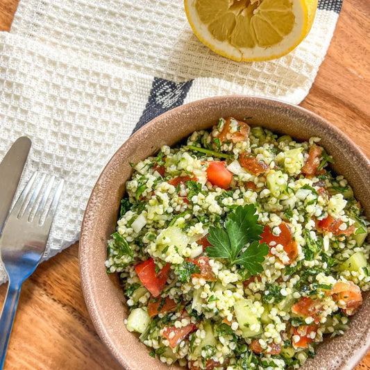 Taboulé de sorgho concombre, persil et menthe