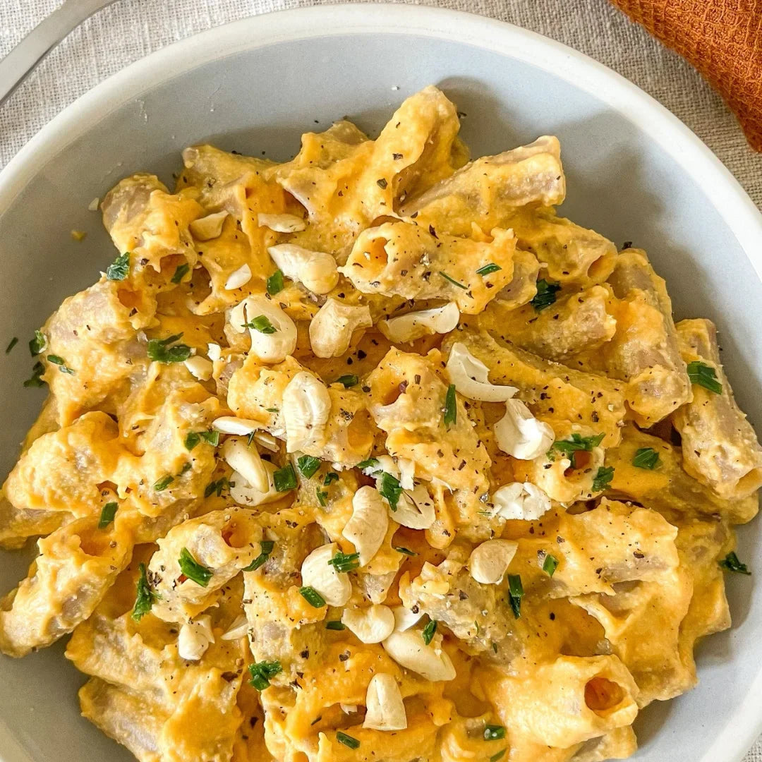 Pâtes sorgho façon Mac&Cheese vegan à la patate douce