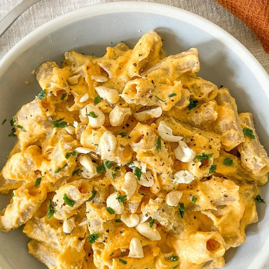 Pâtes sorgho façon Mac&Cheese vegan à la patate douce