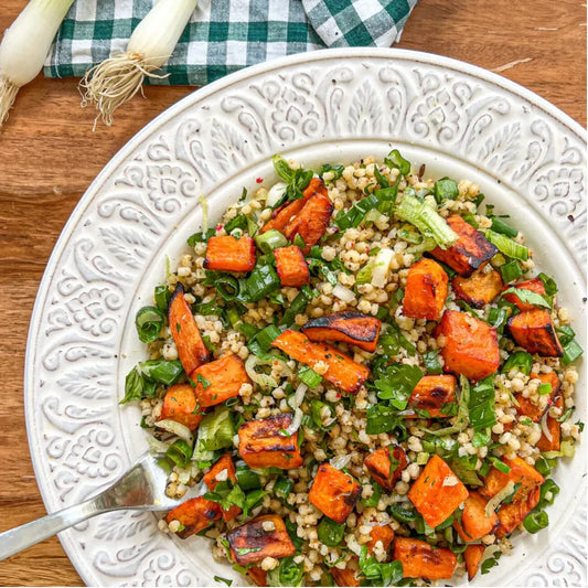 Sorgho décortiqué et patates douces rôties