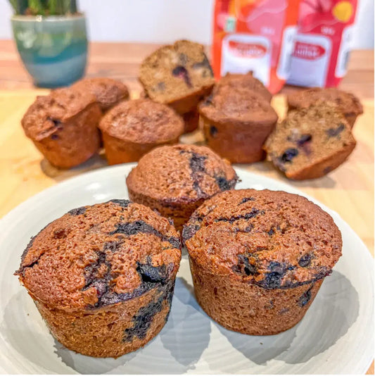 Muffins aux myrtilles, farine de sorgho et millet