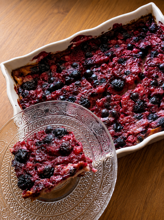 Clafoutis aux fruits rouges avec de la farine de millet