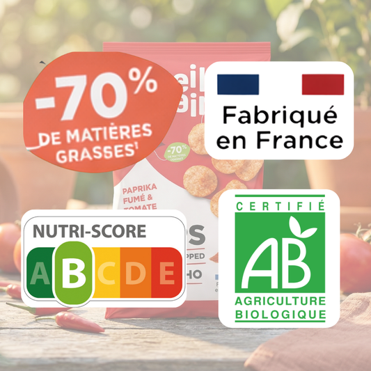 chips sorgho paprika fumé et tomate  sans gluten bio soufflées nutriscore B Vieille graine