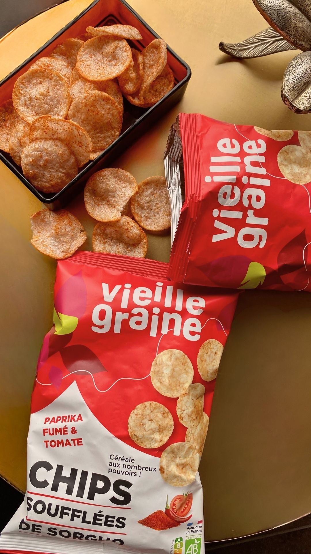 chips soufflées sorgho paprika fumé tomate sans gluten bio vieille graine