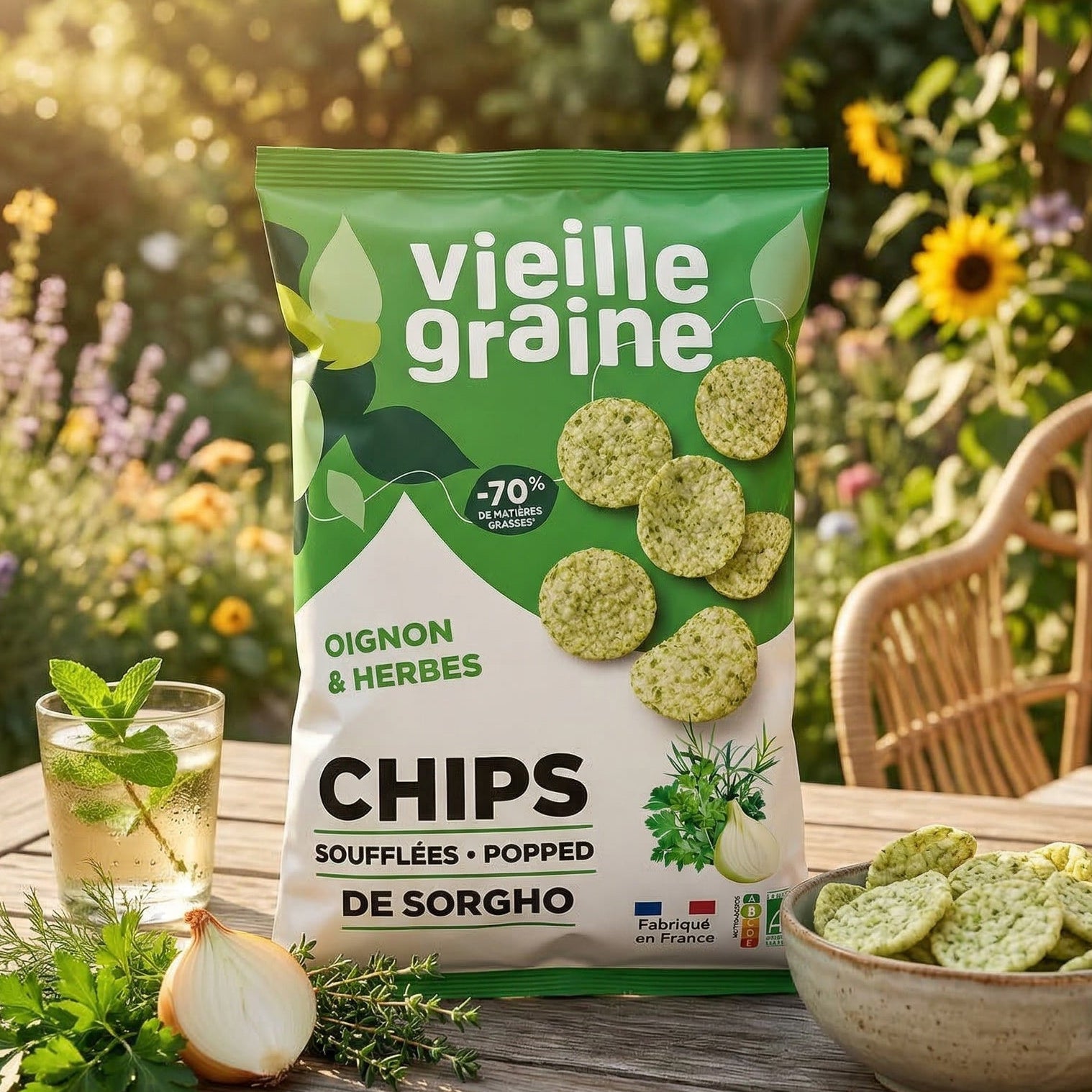 chips sorgho oignon herbes sans gluten bio vieille graine