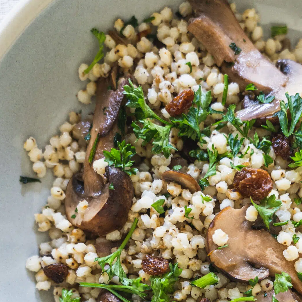 poelée sorgho champignon
